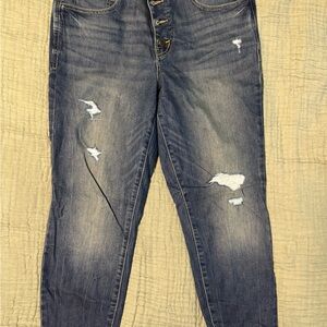 Maurices Blue Skinny Jeans Distressed Style